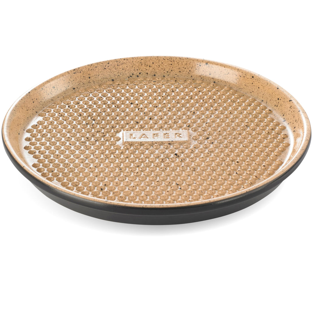 Römertopf BBQ Plancha Grillplatte mit Grillnoppen Ø 31,5 cm Feuerplatte aus naturton Ton, Ø 31,5 cm