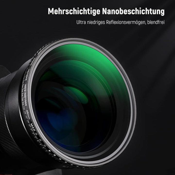NEEWER 46mm Variable ND Filter ND3-ND1000 (1,5-10 Begrenzte Stops) Variabel Graufilter optischem HD