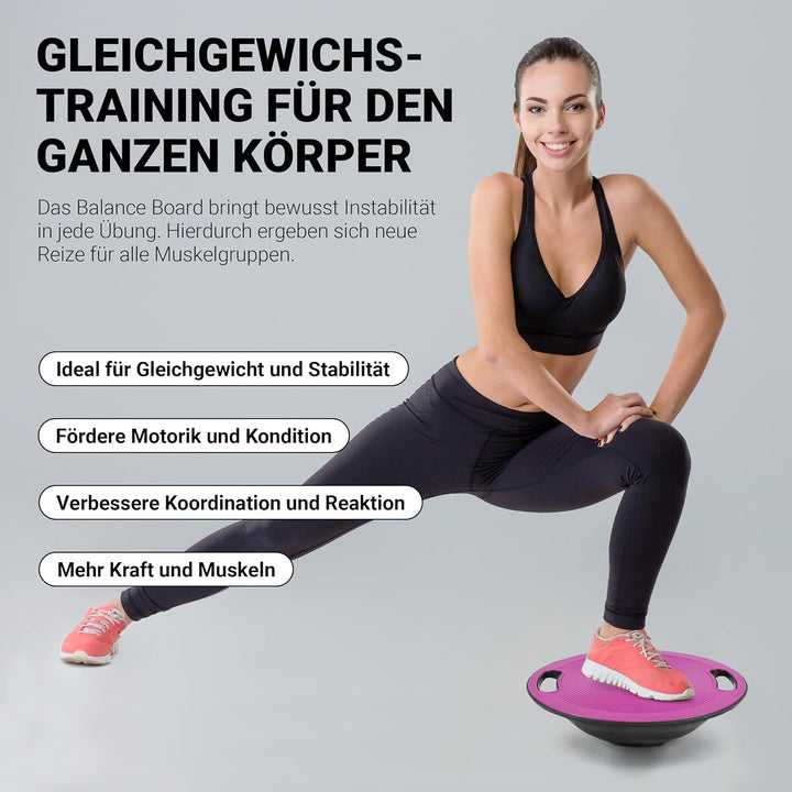 MSPORTS Balance Board Premium 40 cm Durchmesser inkl. Übungsposter und Work Out App GRATIS - Therapi