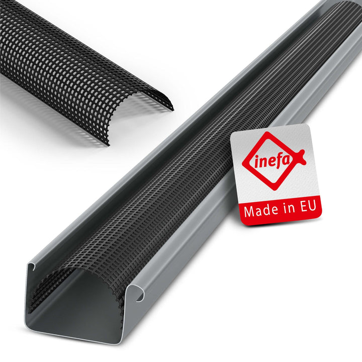 INEFA Laubschutzgitter Dachrinnen Laubschutz, PVC 83mm, 2m, Schwarz Laubfang Dachrinnenabdeckung Dac