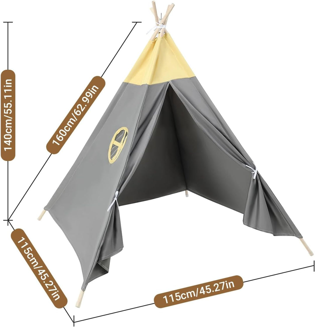 Lifemaison Kindertipi Spielzelt Polyester 115x115x140cm,Kinderzelt weiss Kindertipi im Montessori-St