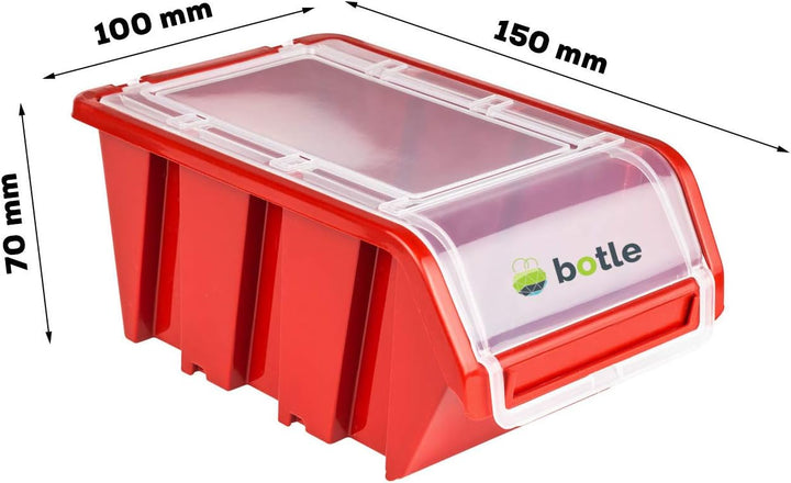 115 x 39 cm Wandregal 10 Sichtlagerkästen Deckel Werkzeughalter Stapelboxen Werkstatt Werkbank Rot /