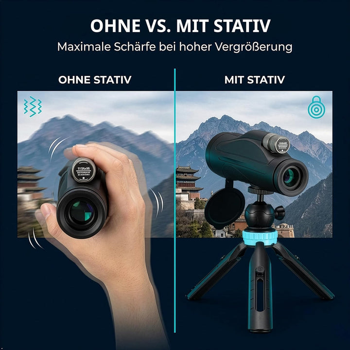 Optus Zoom Monokular 11 bis 33x56 mit Tischstativ wasserdicht stickstoffgefüllt BK7 Mehrschichtvergü