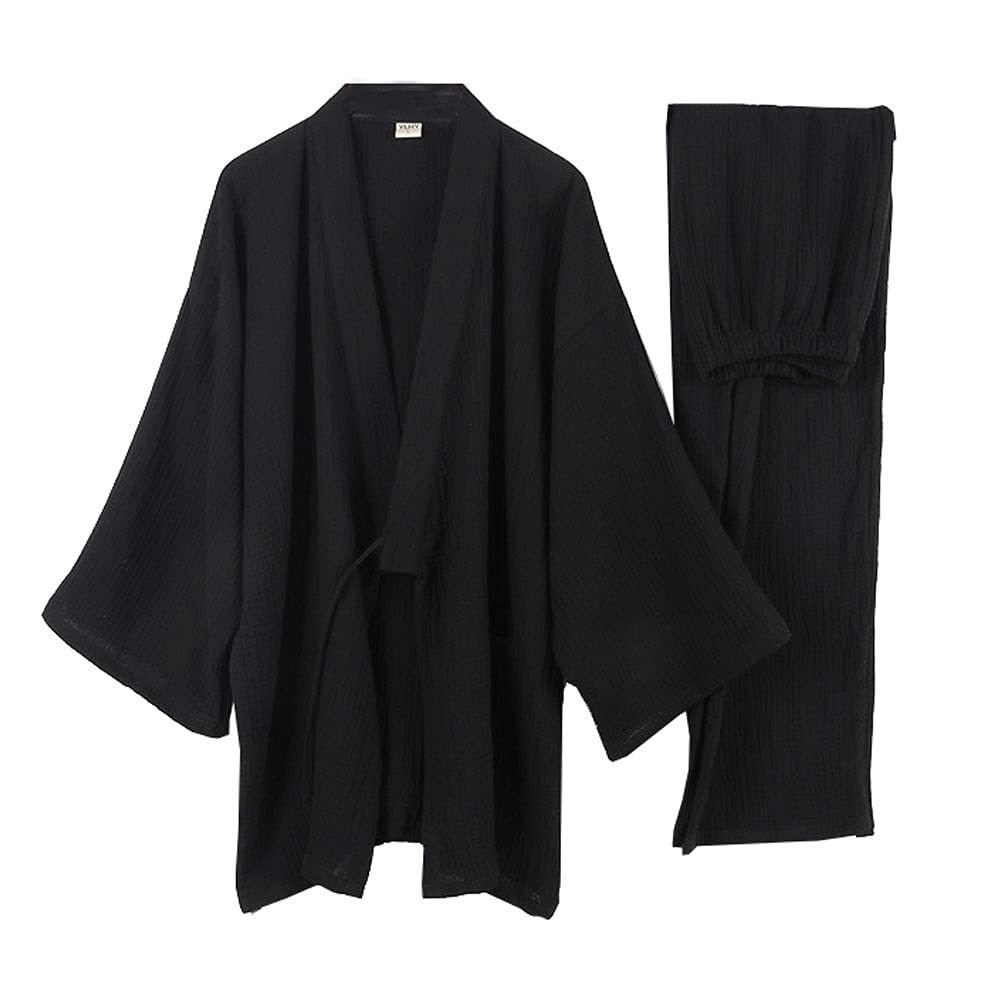 Japanische Kimono Loose Casual Home Pyjamas für Herren Nachtwäsche Grösse L O35
