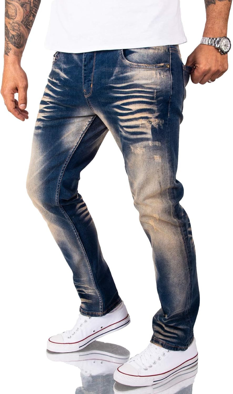 Rock Creek Herren Jeans Hose Denim Stretch Regular Fit Jeanshose Stonewashed W29-W44 42W / 34L Rc-31