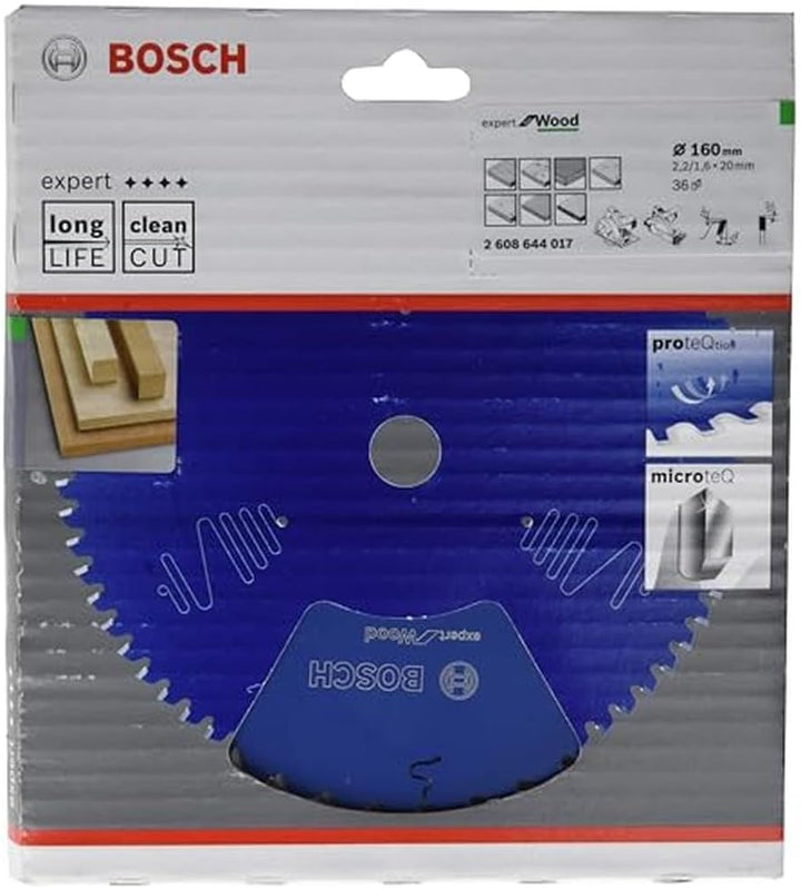 Bosch Professional 1x Kreissägeblatt Expert for Wood (Holz, Sägeblatt Ø 160 x 20 x 1,8 mm, 36 Zähne,