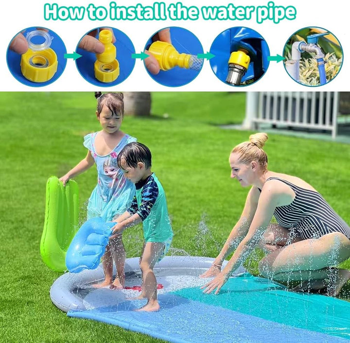 Wasserrutsche Garten, 550 * 145cm Doppel Wasserrutschmatte mit Eingebautem Sprinkler, Rutschbahn Out