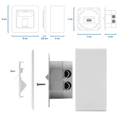 deleyCON 4x CAT 6a Universal Netzwerkdose - 2x RJ45 Port - Geschirmt - Aufputz oder Unterputz - 10 G