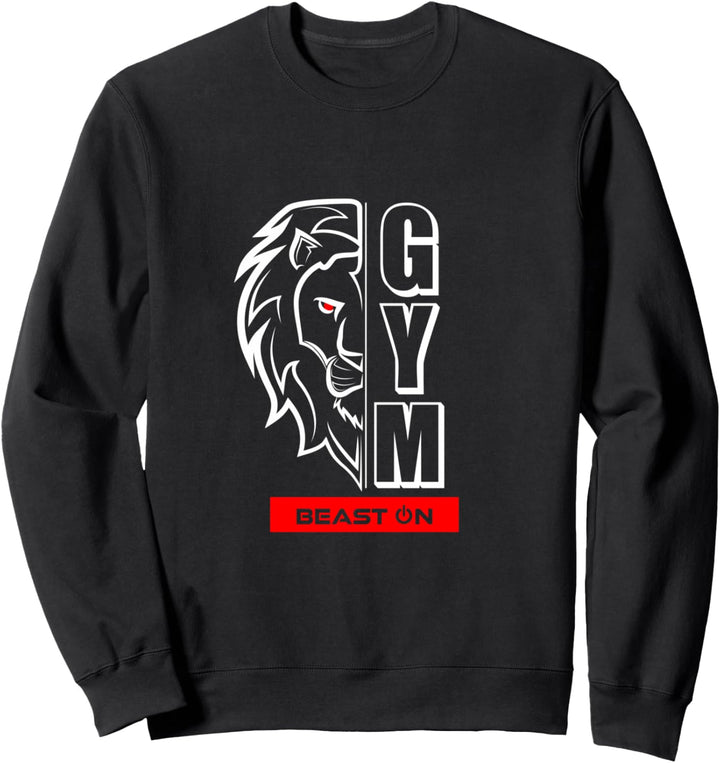 Löwe Kopf Rot Bodybuilding Gym Workout Fitness Training Sweatshirt