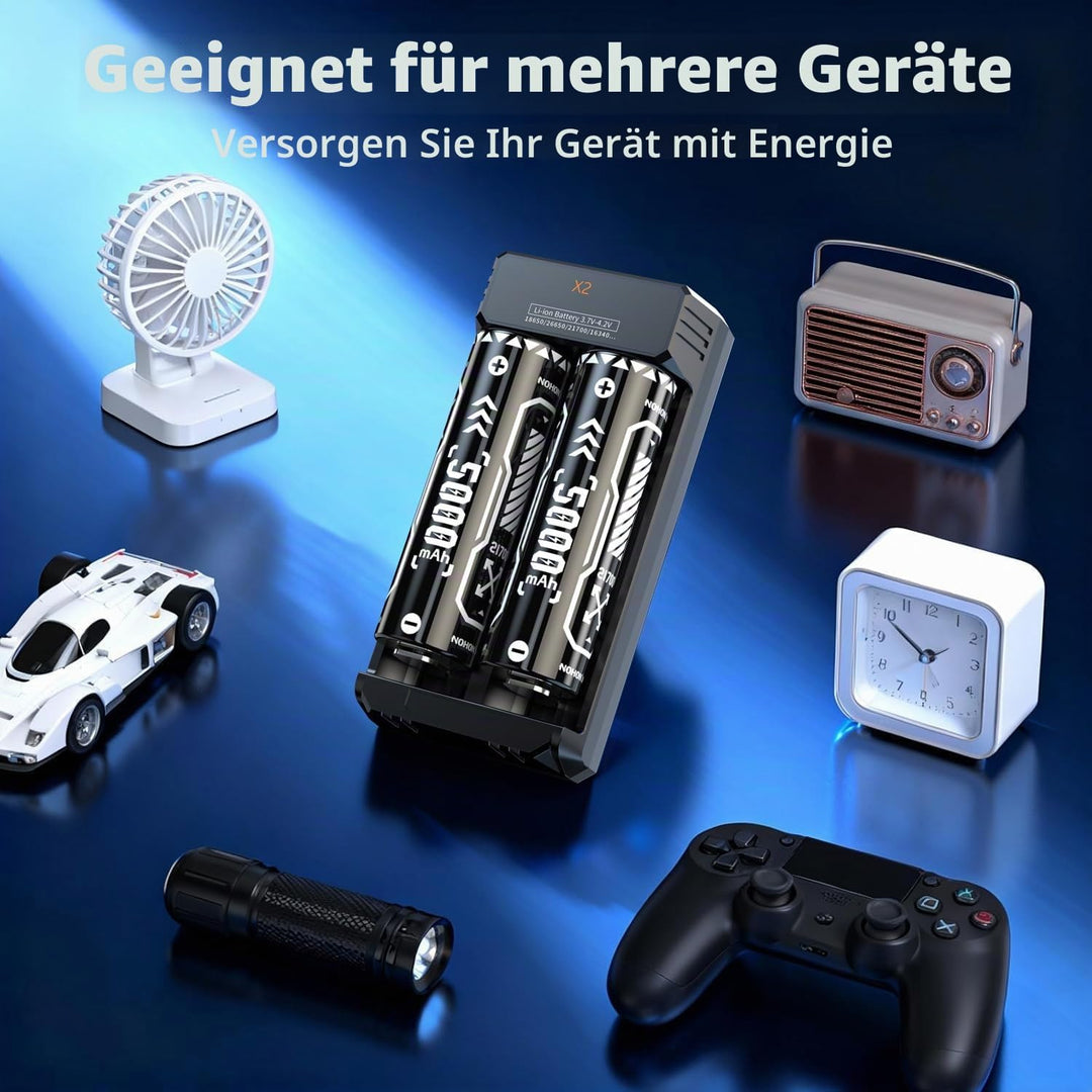 21,700-Akku und Universal-Ladegerät | 5000mAh 18Wh für Elektrische oder Automatische Geräte, 3,6 V/3