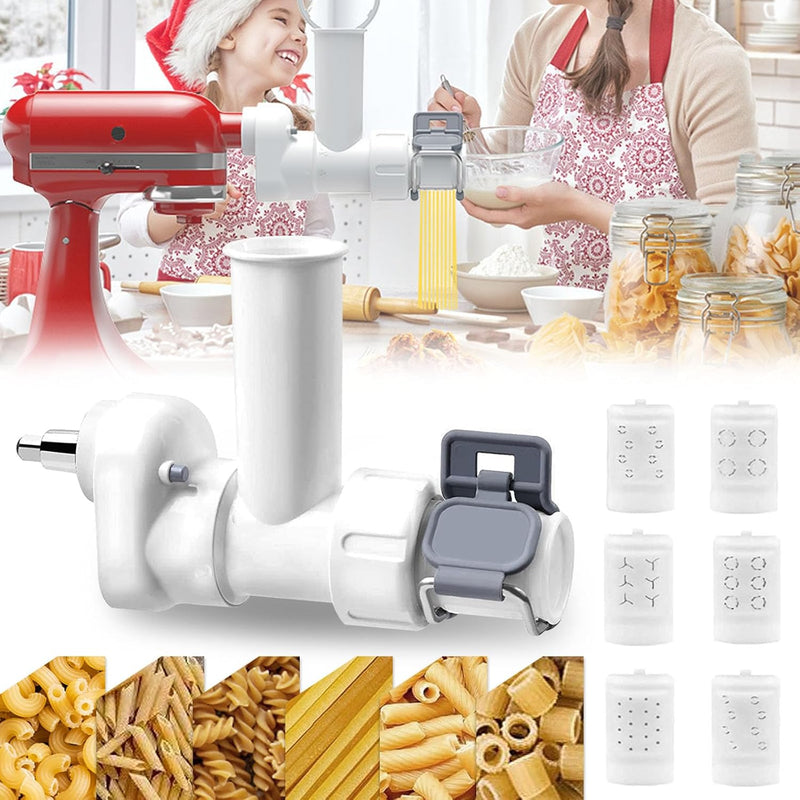 Nudelaufsatz für Kitchenaid Standmixer, Nudelblattwalze Pasta Machine Zubehör mit 6 Nudelwerkzeuge N