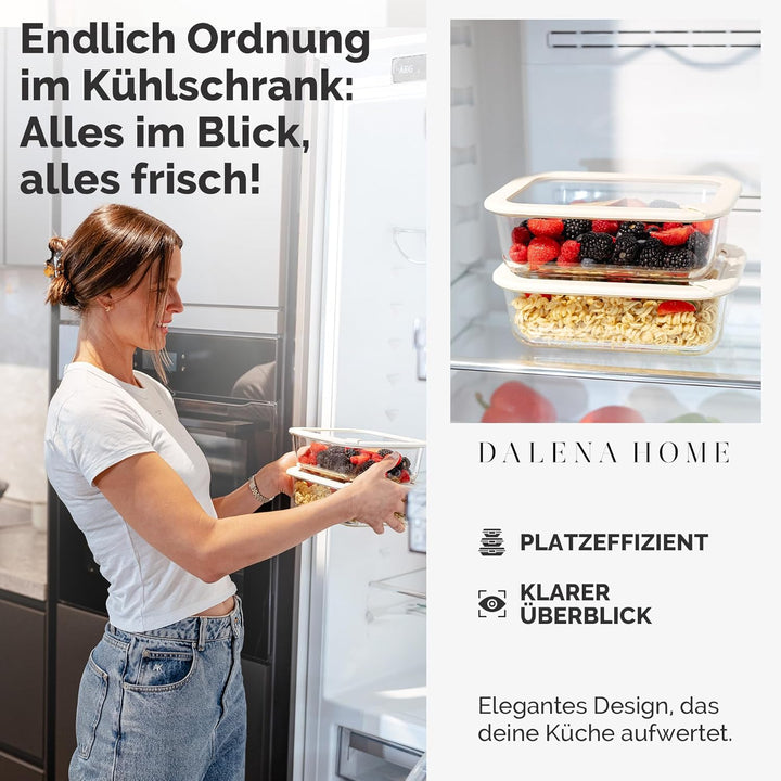Frischhaltedosen Set 2x1520ml – Borosilikatglas, Glasbehälter luftdicht & mikrowellengeeignet, Meal