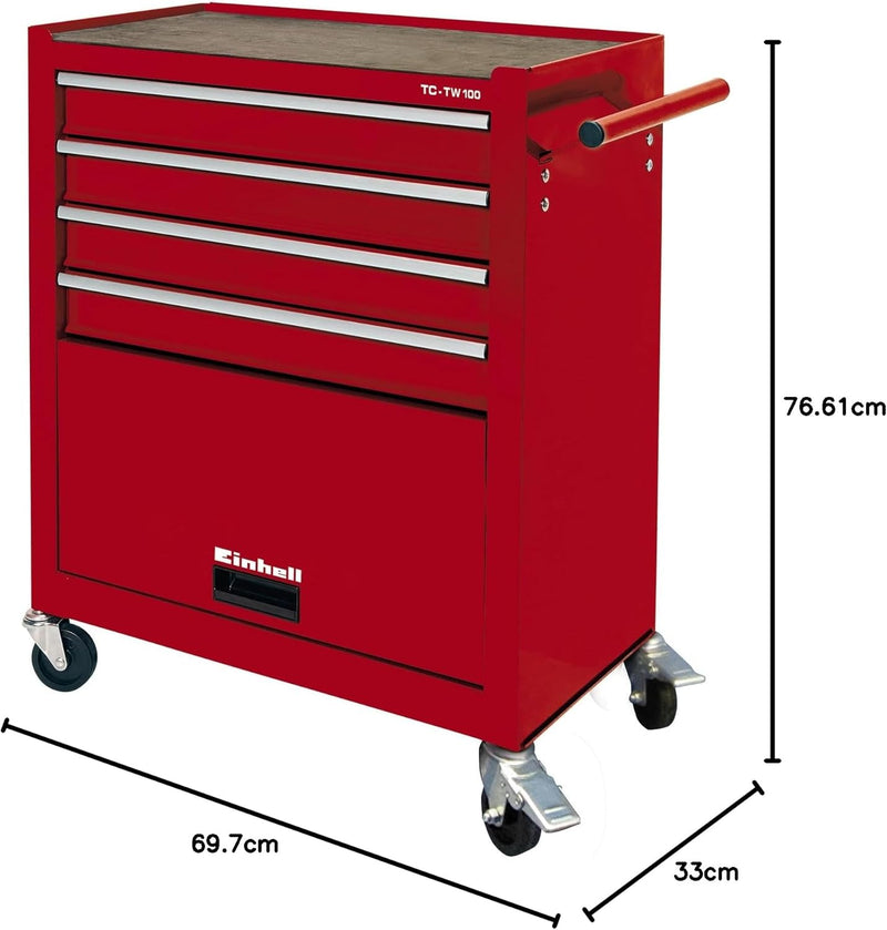 Einhell Werkstattwagen TC-TW 100 (Interlock-System, 4 drehbare Rollen mit zwei Feststellbremsen, Abl