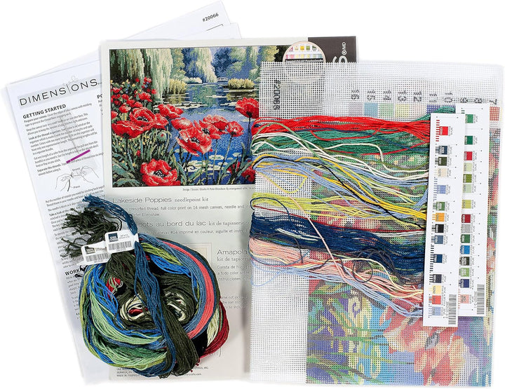 DIMENSIONS 20066 Needlepoint Lakeside Poppies Kit, 100% Cotton, Multi-Colour, 40 x 27 x 0.1 cm Seeuf