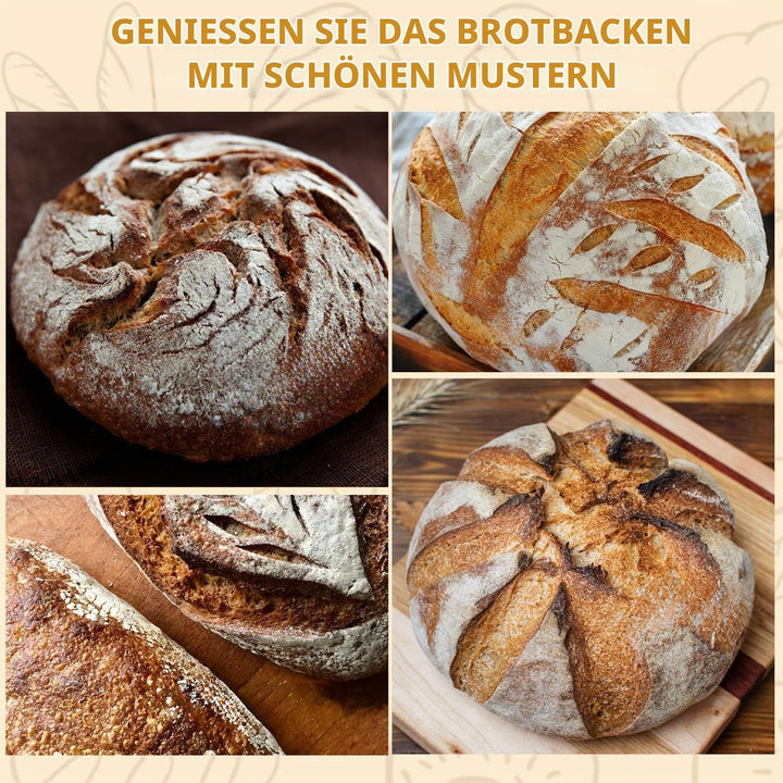 Gärkorb Brot,Sauerteig Starter Set,Brotbackzubehör Kit,Brot Backen Zubehör für Anfänger,Gärkörbchen