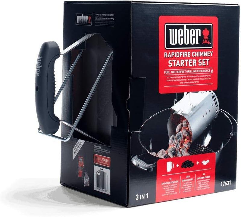 Weber Anzündset -Rapidfire Starter Set, besteht aus Amzündkamin - Gross (32cm), 2Kg Holzkohlebrikett