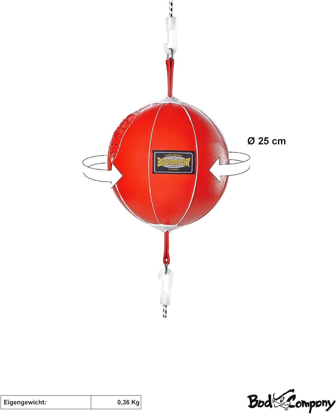 Bad Company Doppelendball aus Leder inkl. elastischen Spanngurten I 25 cm Durchmesser I Boxball für