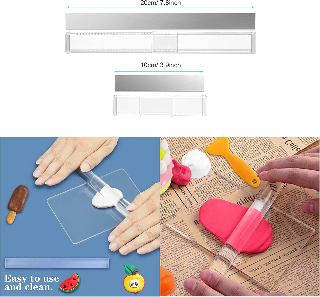 Allazone 25 Stück Polymer Clay Tools Set Modellierwerkzeug Set, Acryl Ton Roller mit Acrylplatten Tr