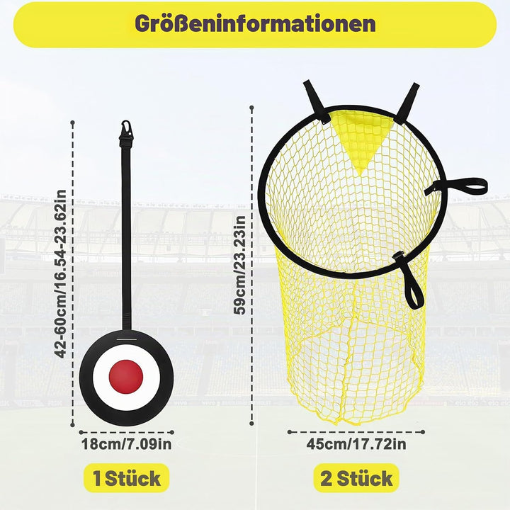 3 Stück Fussballtor Zielnetz mit Rahmen, Fussball Ziel Tasche für Training, Ecke Schiessen Ziele Tra