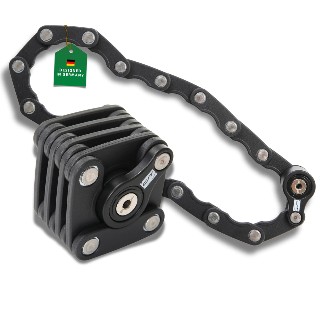 CONTEC Fahrrad-Faltschloss BlockLock, Länge 64 cm, Aus gehärtetem Stahl, Mit Halterung, Hochsicher,