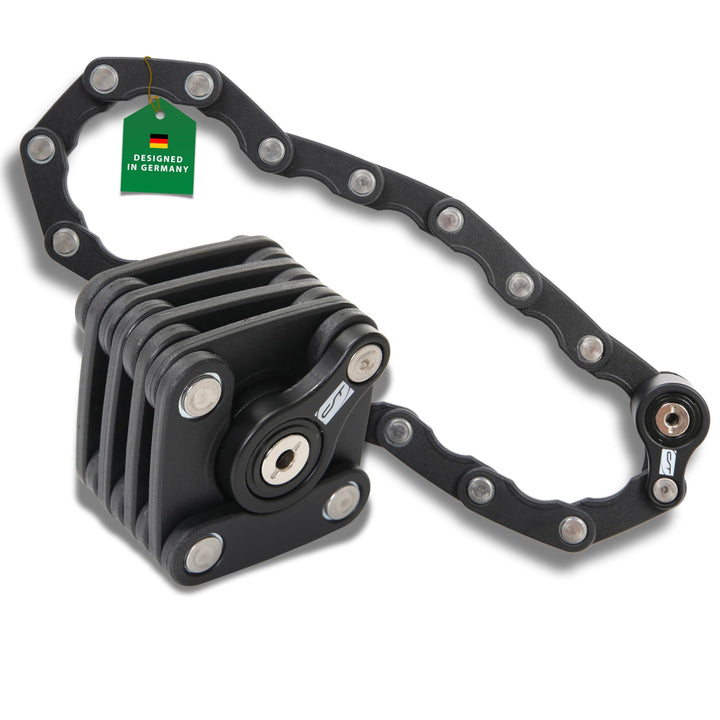 CONTEC Fahrrad-Faltschloss BlockLock, Länge 64 cm, Aus gehärtetem Stahl, Mit Halterung, Hochsicher,