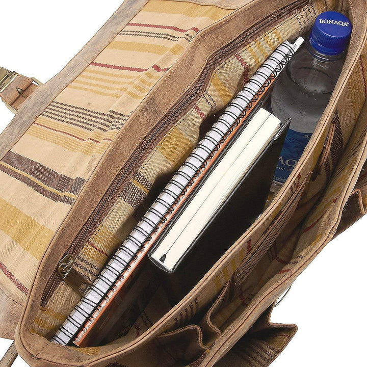 Harold's Kuriertasche 40 x 30 x 10 cm Rind-Leder Messenger Schulter-Tasche 391403 taupe, Taupe