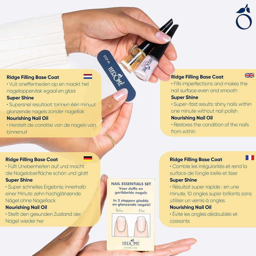 Herome 3-in-1 Maniküre Set für Nägel -1 set- Set mit Pflegende Nagelöl, Rillenfüller und Feile - Rep