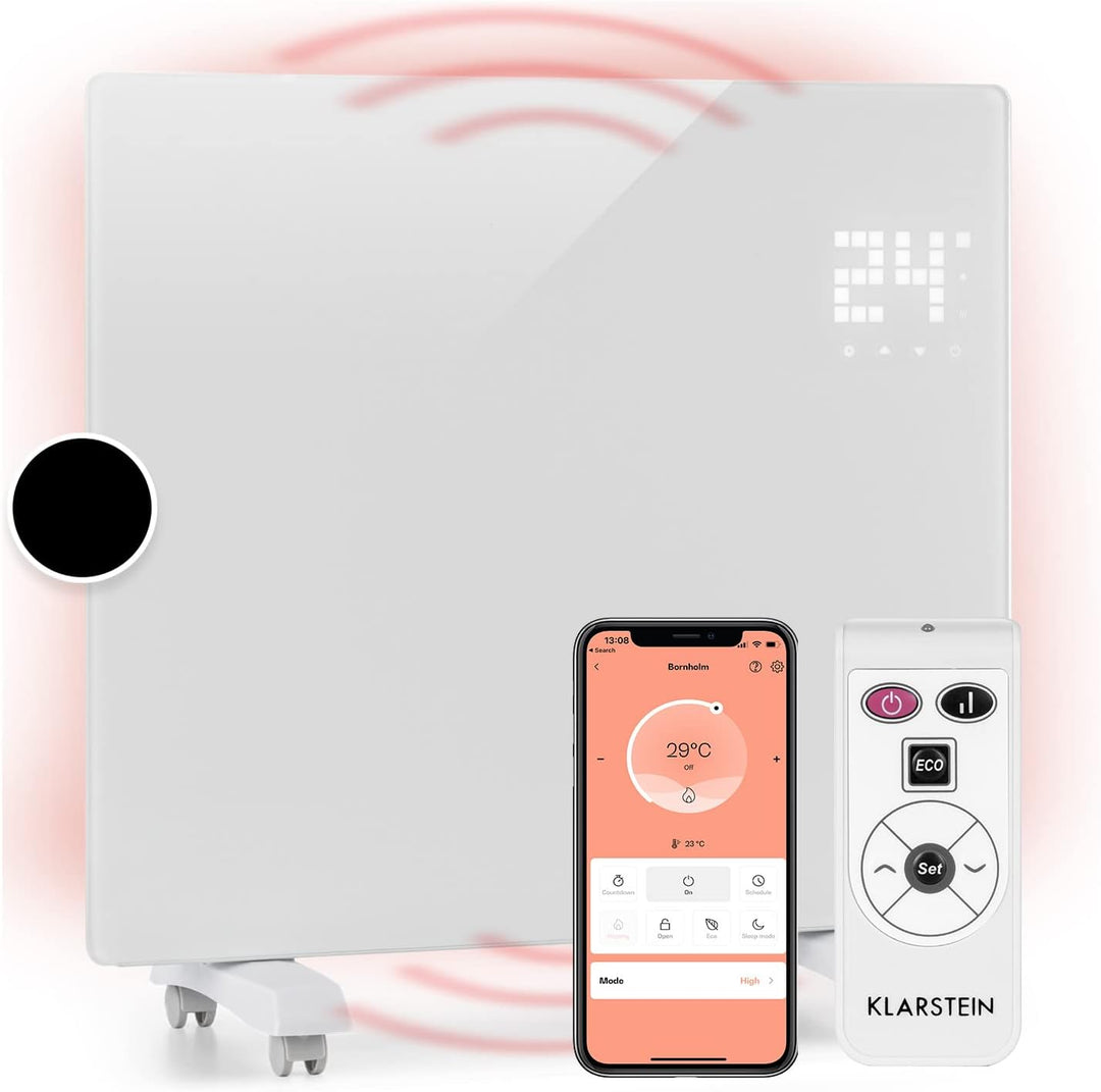 Klarstein Elektroheizung, Konvektor-Heizung mit Bodenrollen, Mobile Elektroheizung Energiesparend, L