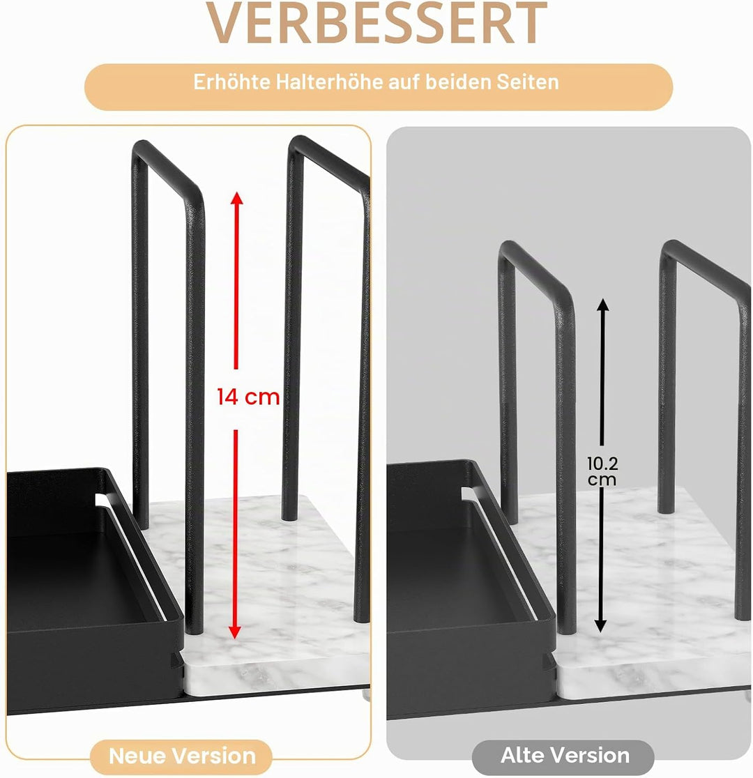 Serviettenhalter Schwarz, Serviettenhalter aus Metall & Marmor Serviettenspender mit Caddy für Tisch