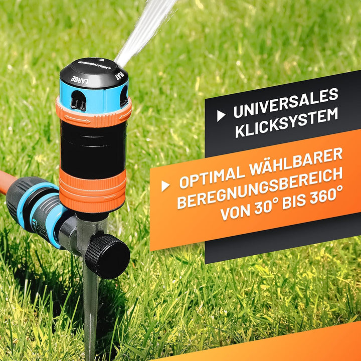 GRÜNTEK 4-facher Multifunktions-Kreisregner bis 452 qm. Grossflächiger Sprinkler Rasensprenger mit S