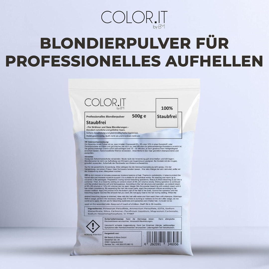 COLOR.IT Professionelles Blondierpulver (3er Pack) Hochwertiges Premium Aufhellungspulver 500g Staub