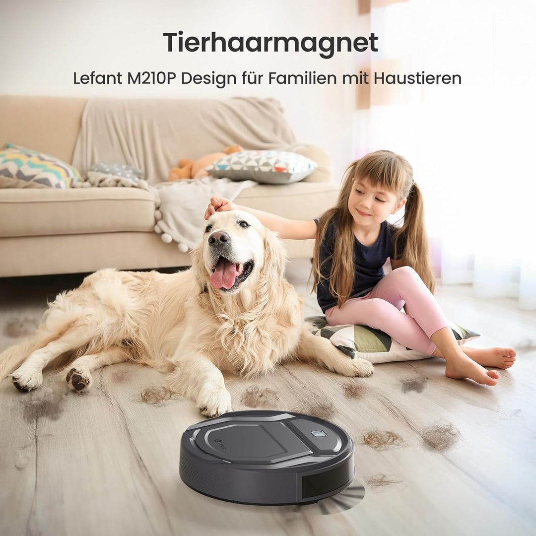 Lefant M210P Staubsaugerroboter, 2200 Pa, 120 Min, ultraflach 7,8 cm, verwicklungsfrei, Teppichmodus