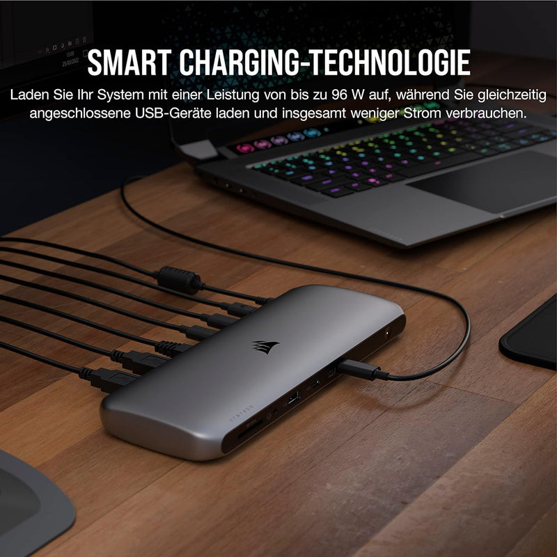 Corsair TBT200 Thunderbolt 4 Dock - Power Delivery bis 96 W - 4 ×-Anschlüsse - Thunderbolt Dock Util