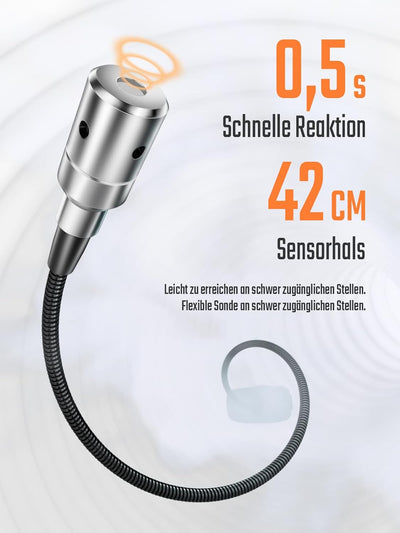 Gasmelder, TopTes PT520A Erdgasdetektor für Zuhause und Wohnmobil mit 43,5 cm Sonde zur Ortung von G