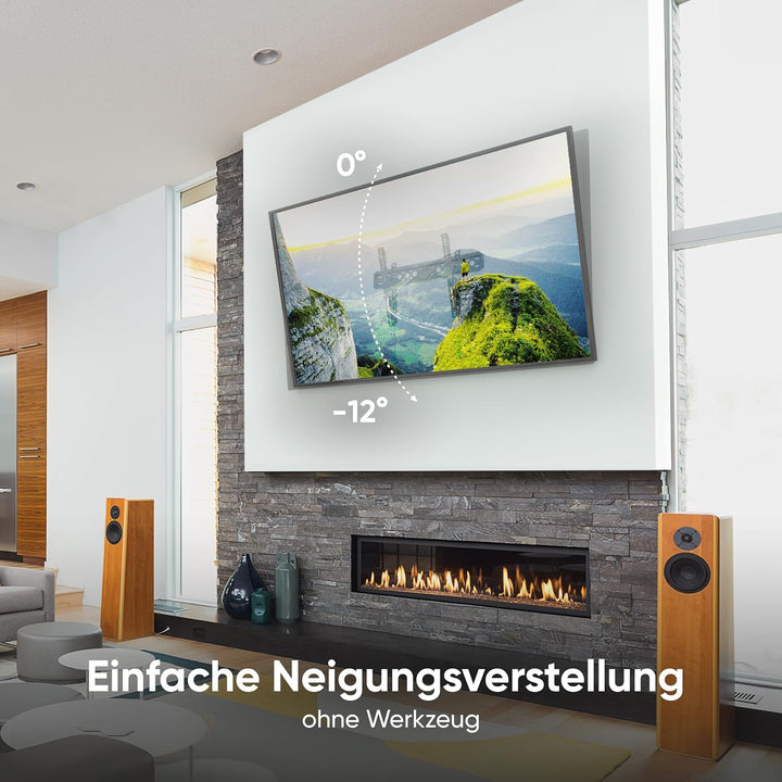 ONKRON TV Wandhalterung neigbar für 43-85 Zoll Fernseher bis 68.2 kg, TV Halterung flach, Ultra Slim