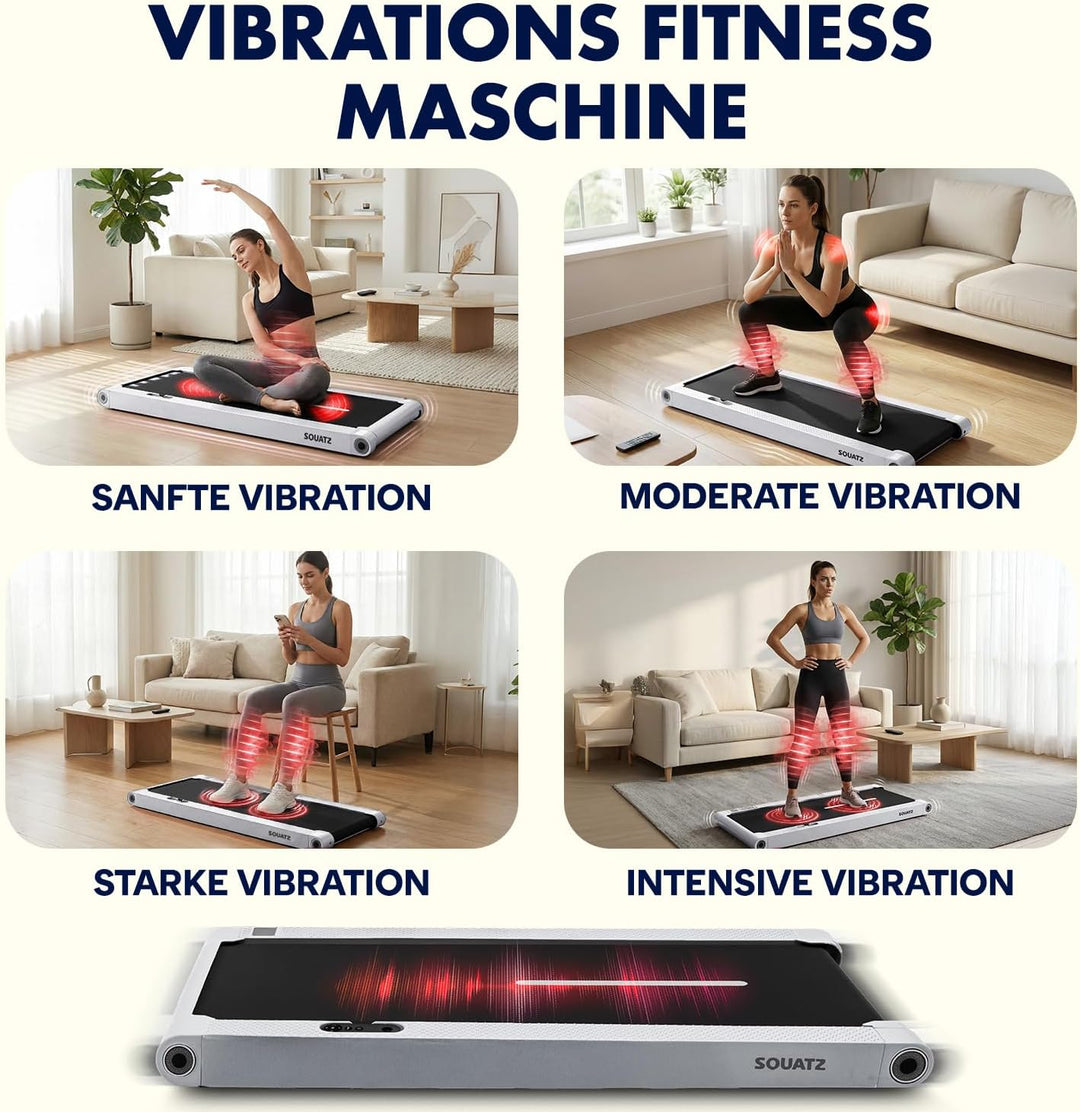 Squatz 2 in 1 Walking Pad- mit Vibration, Laufband für Zuhause, 6 km/h, mit APP & Bluetooth, Unter-d