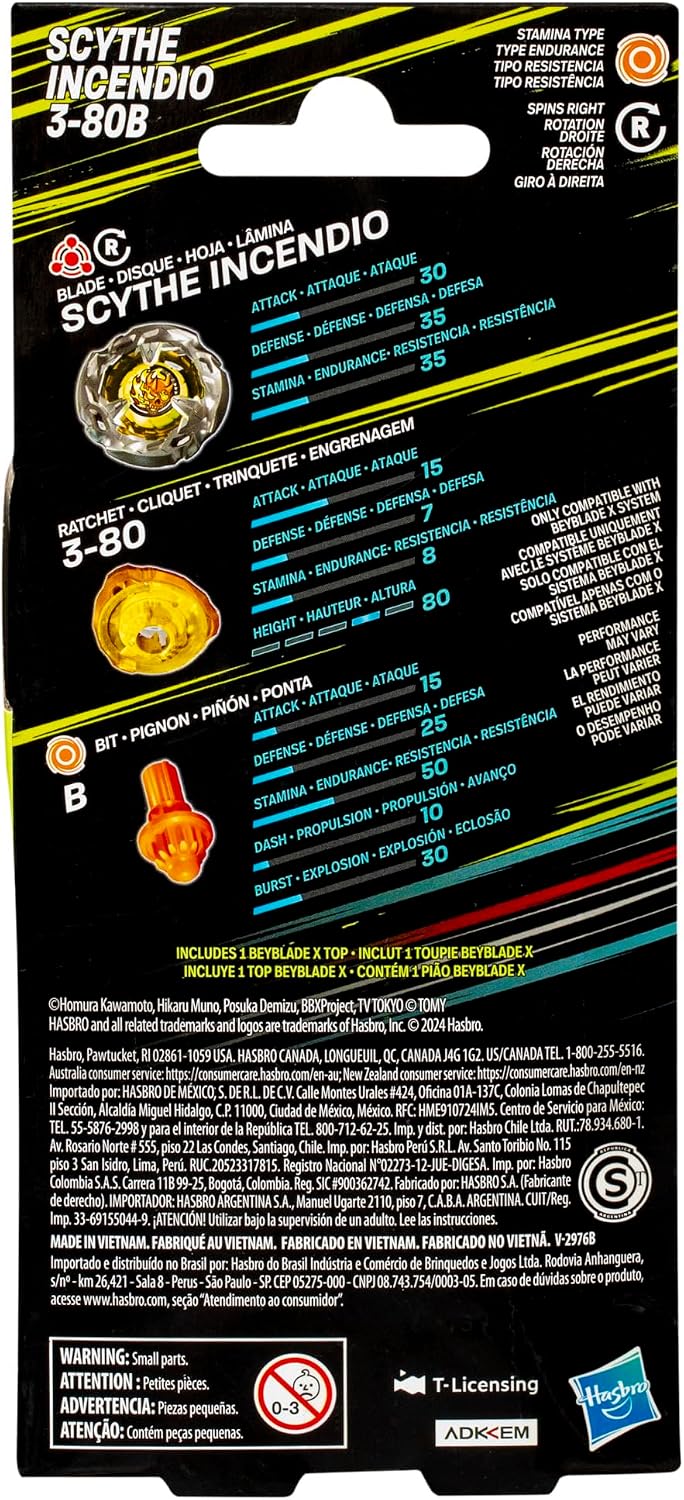 Beyblade X Booster Single Pack HSG0285 Scythe Incendio 3-80B