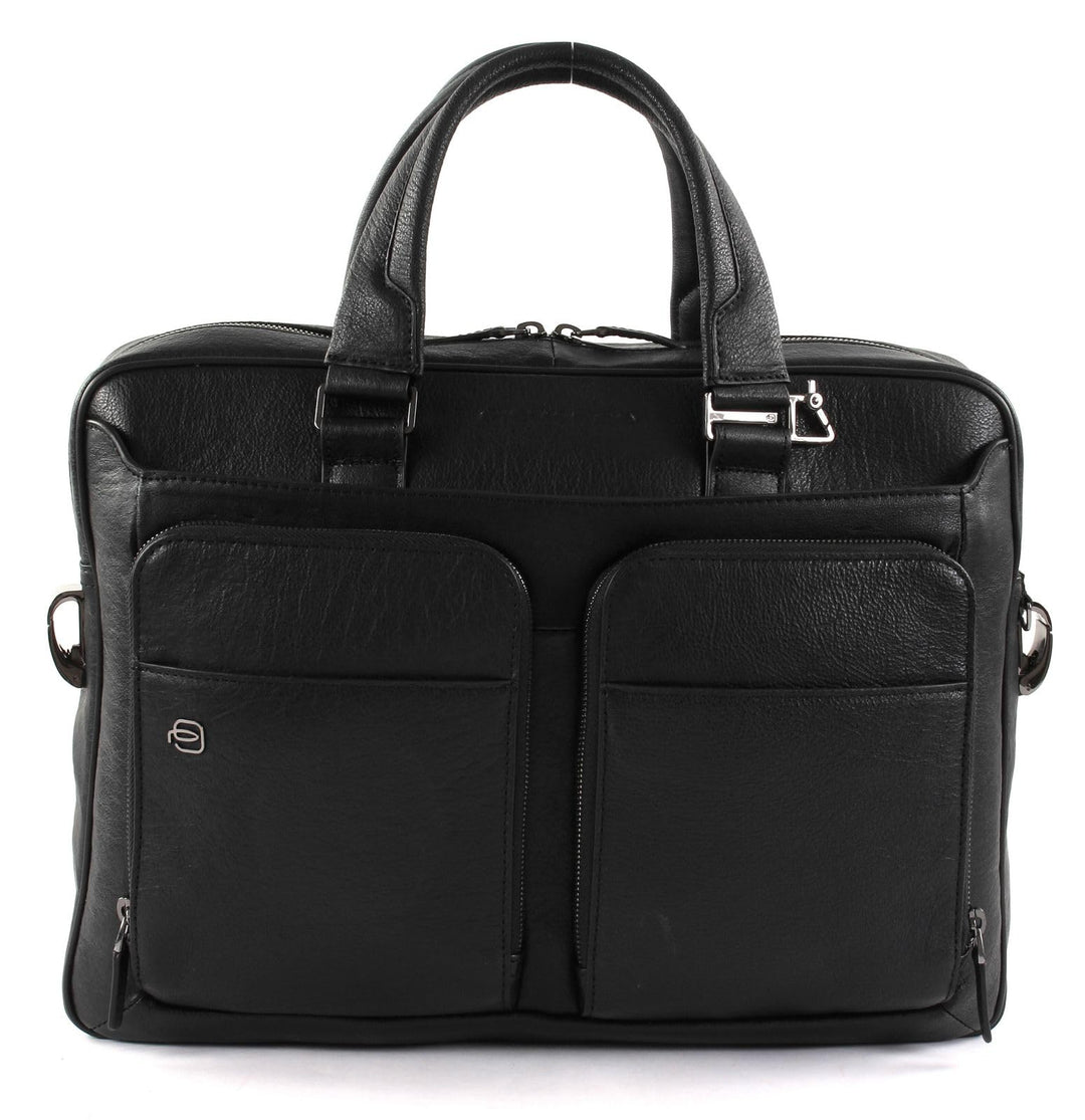 Piquadro Black Square Aktentasche Leder 39 cm Laptopfach