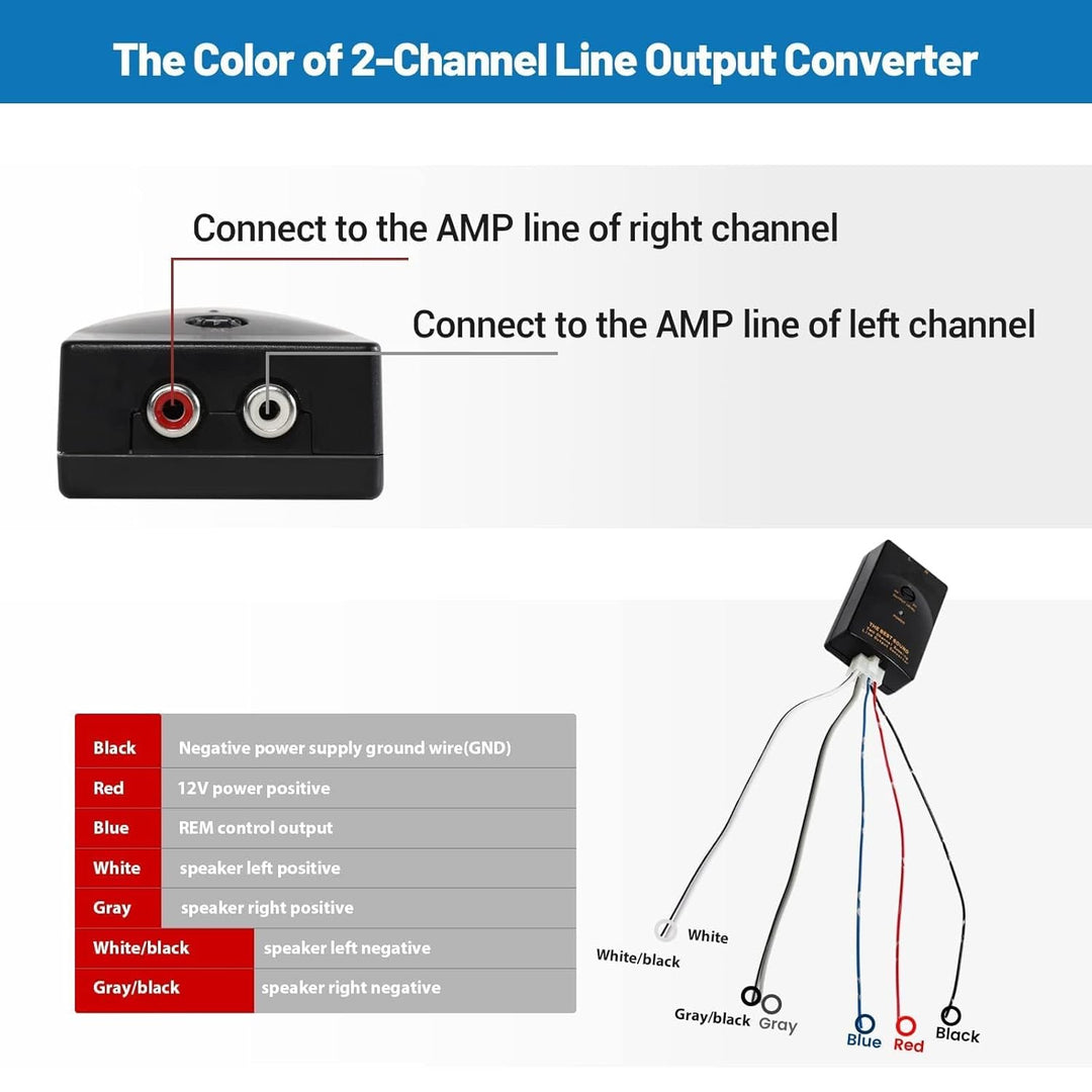 NuIth Autoradio Stereo High to Low Konverter Draht Adapter 2-Kanal Verstellbarer Verstärker Subwoofe