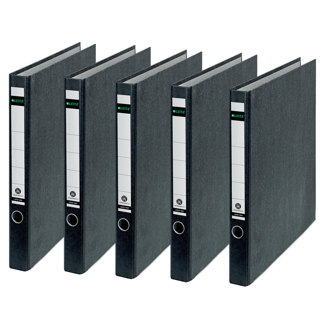 Leitz Standard-Ringordner ohne Schlitze, 5er Pack klimaneutral, Schwarz, 3,5 cm Rückenbreite, Einban