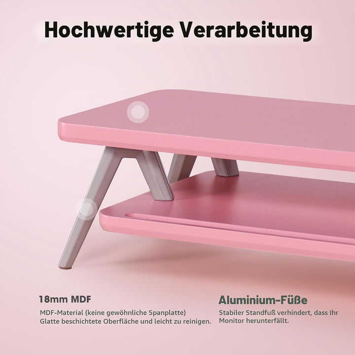 Fenge Monitorständer, Integrierte Mulde für Smartphone, Tablet, Stift, Monitor Stand aus Metall und