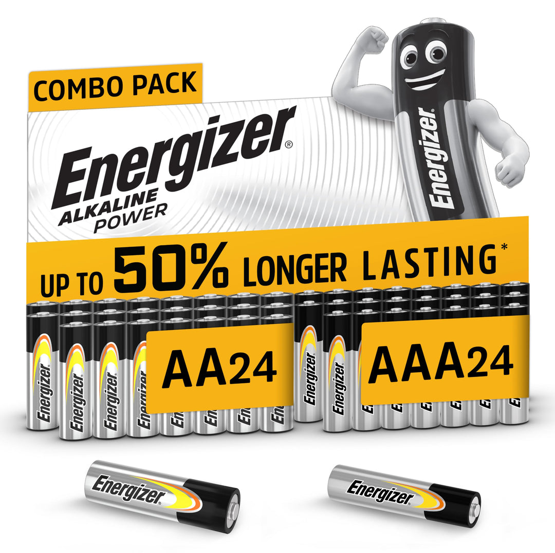 Energizer Alkaline Power AA + AAA Batterien (48er Pack), Kombipackung mit 48 Stück, AA + AAA