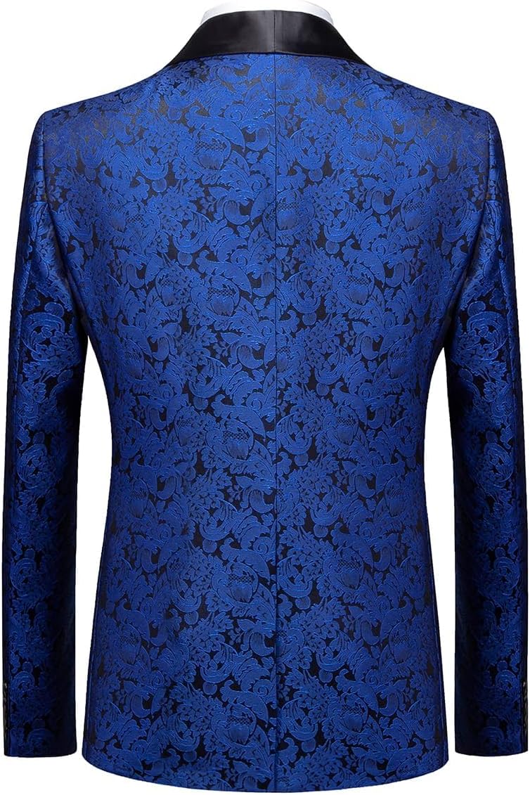 KUDORO Herren Anzüge 3-Teilig Slim Fit Paisley für Hochzeit Party Eine Knöpfe Jacquard Smoking Herre