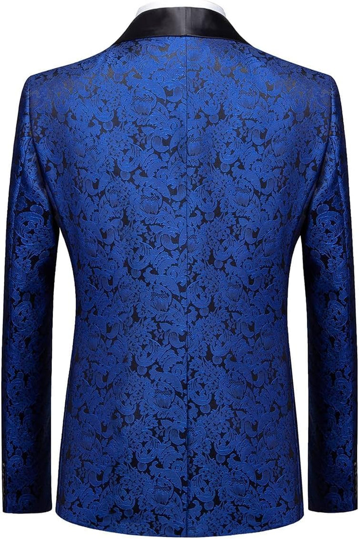 KUDORO Herren Anzüge 3-Teilig Slim Fit Paisley für Hochzeit Party Eine Knöpfe Jacquard Smoking Herre