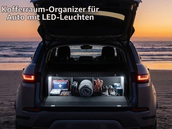 Aufbewahrungsbox mit LED-Beleuchtung,Schiebe Kofferraum-Organizer 101*29*31cm, 101*29*31cm