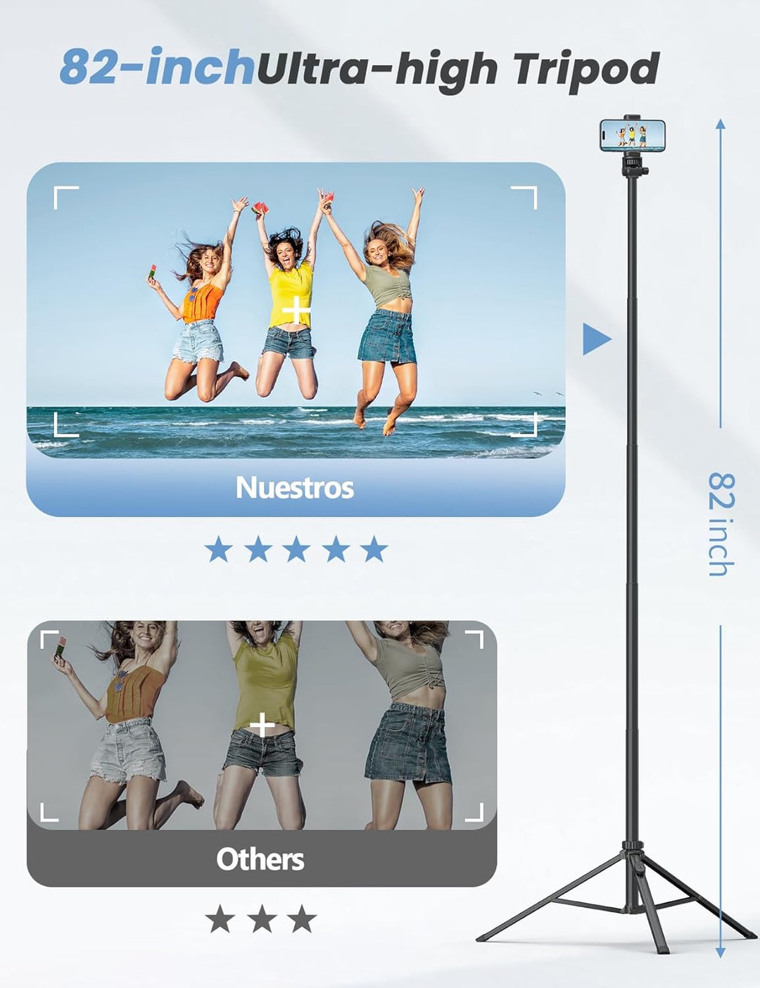 Handy-Stativ & Selfie Stick 180cm, YUMAZLA Verstärkte Stativ für Smartphone, Handystativhalter mit F