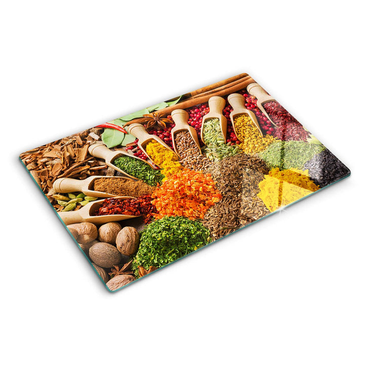 Küchenbrett Glas 80x52 cm Dekorativ für die Küche Hitzebeständig Lebensmittelecht Gehärtetes Glas Ru
