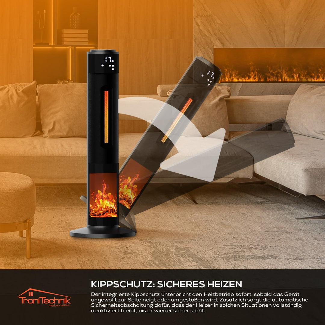 Tronitechnik® Heizlüfter Turmheizstrahler 1000 / 2000W Heizstrahler Standheizstrahler mit Fernbedien