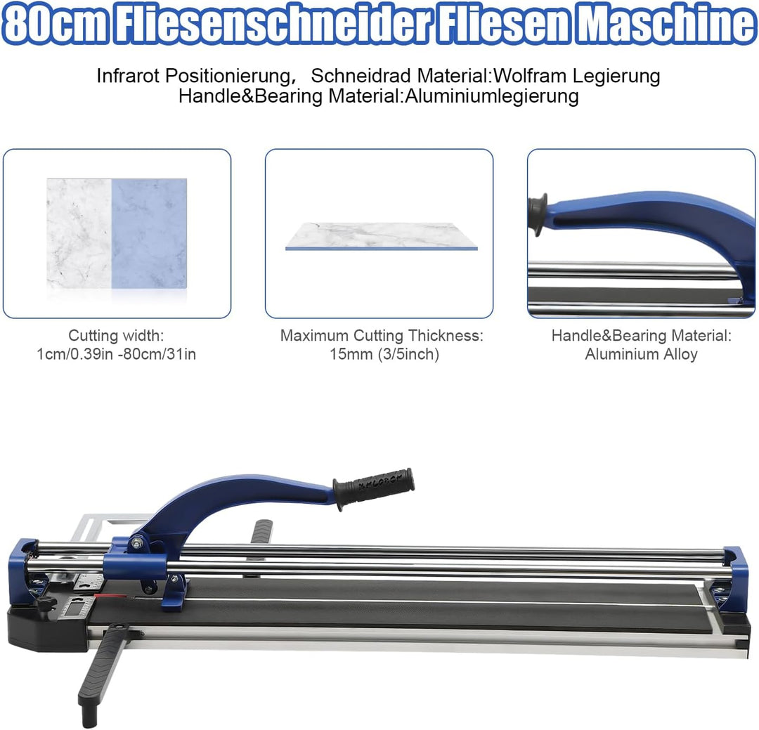 800 mm Fliesenschneider Nassfliesenschneider mit Ausgleichsklemme und Massstabstange, maximale Schni
