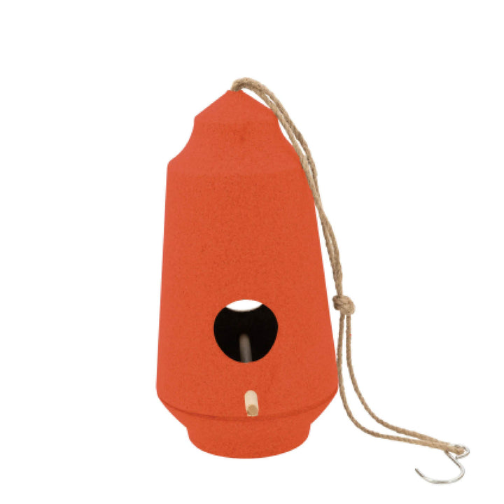 Point-Virgule Nistkasten für vögel, Vogelhaus zum aufhängen, aus Bambusfasern, Orange ø 15cm H 28cm,